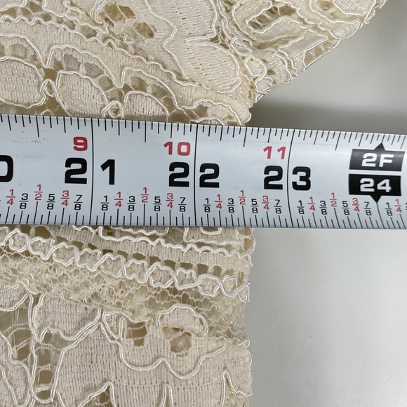 Talbots Womens Layered Lace Velvet Trim Keyhole Ruffle Blouse sz XL Ivory Classy - Picture 11 of 14